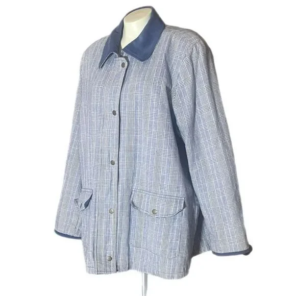 Denim &‎ Co. Plaid Chore Coat Quilted Lining Zip & Snap Closure Sz 1X